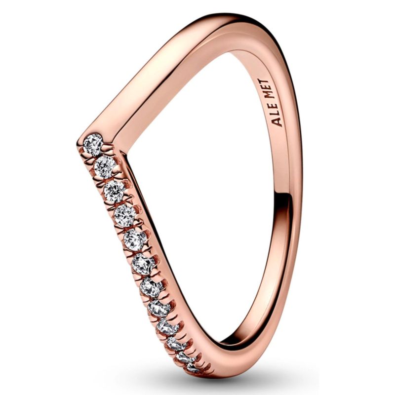 PANDORA - Anillo Pandora Deseo Mitad Brillante Recubrimiento en Oro Rosa
