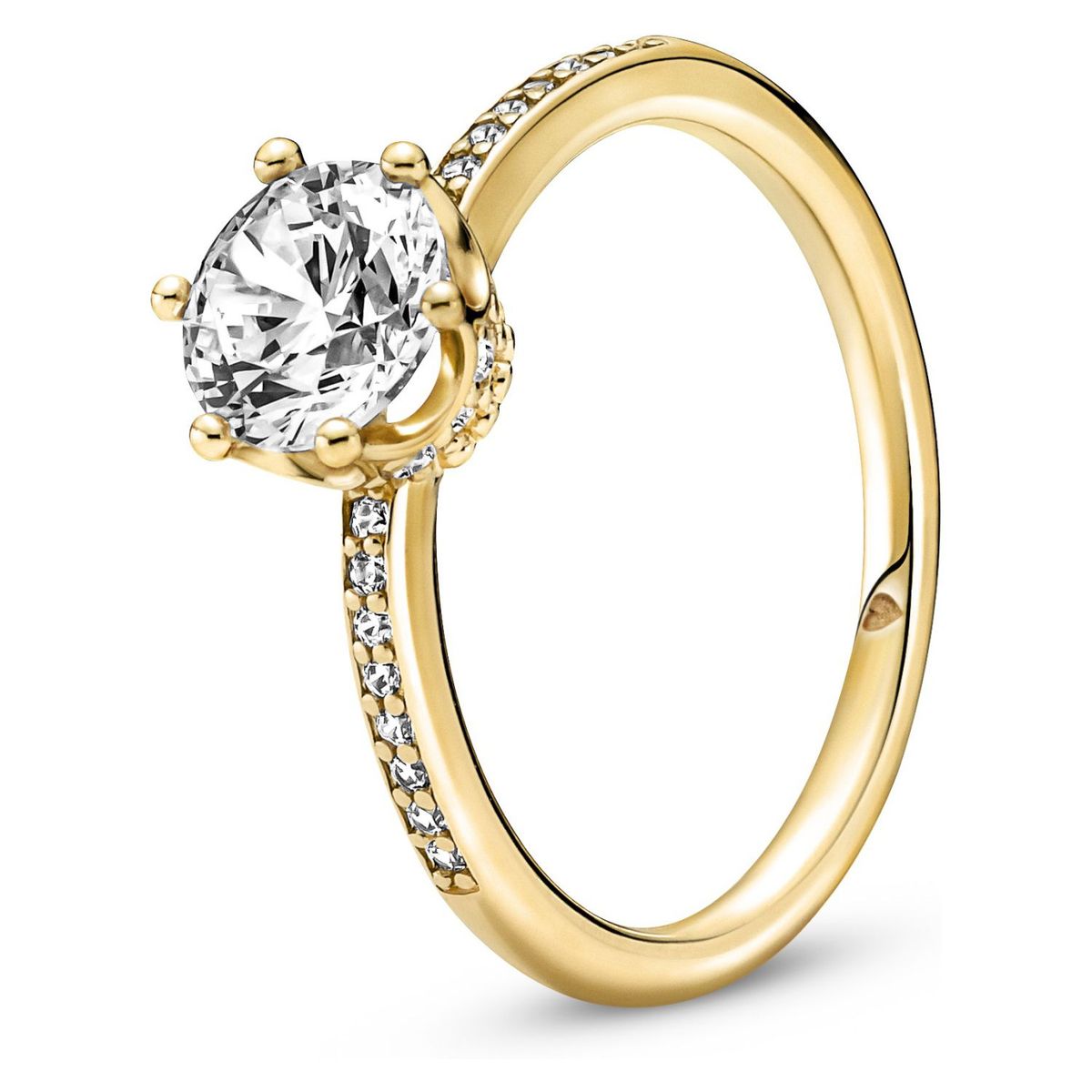 PANDORA - Anillo Pandora Solitario Recubrimiento Oro 