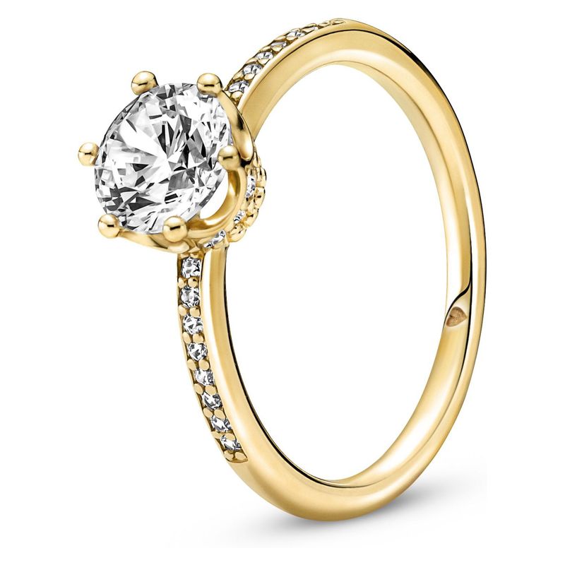 PANDORA - Anillo Pandora Solitario Recubrimiento Oro 