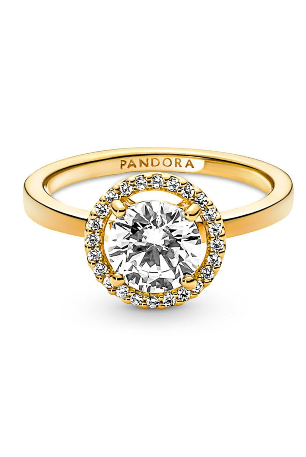 PANDORA - Anillo Pandora Halo Redondo Brillante Recubrimiento en Oro
