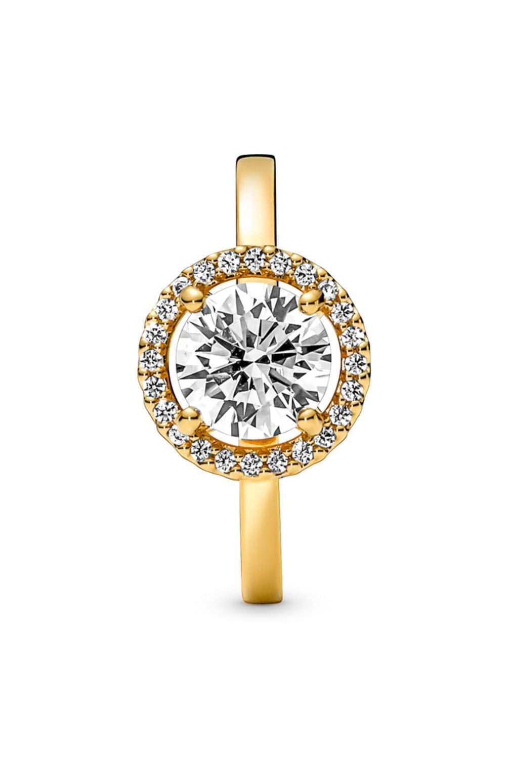 PANDORA - Anillo Pandora Halo Redondo Brillante Recubrimiento en Oro