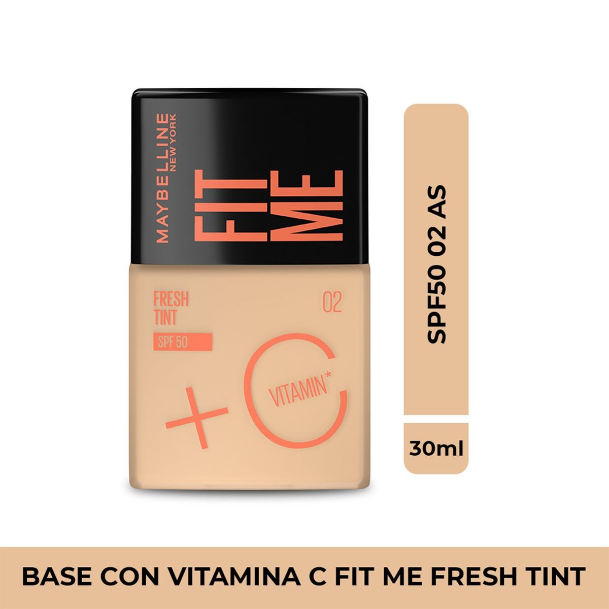 MAYBELLINE - Base de maquillaje Líquida FIT ME FRESH TINT SPF50 2 5 AS X Maybelline 30 ml