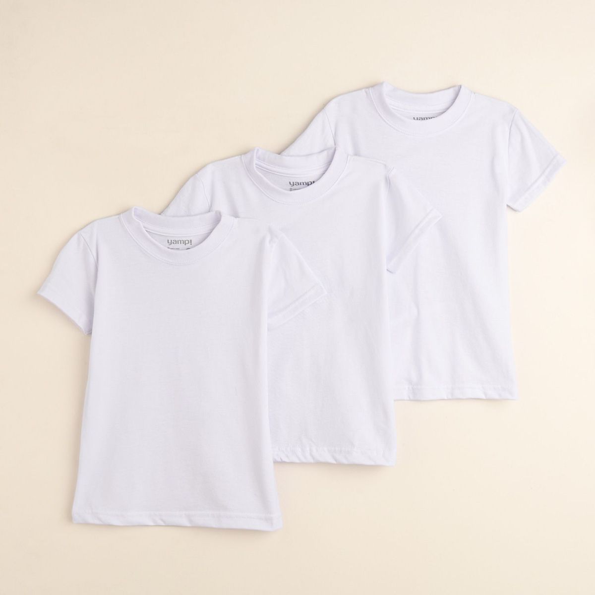 YAMP - Pack de 3 Camisetas Blancas Cuello Redondo para Niñas YAMP