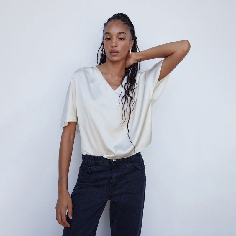 MANGO - Blusa para Mujer Manga corta MANGO