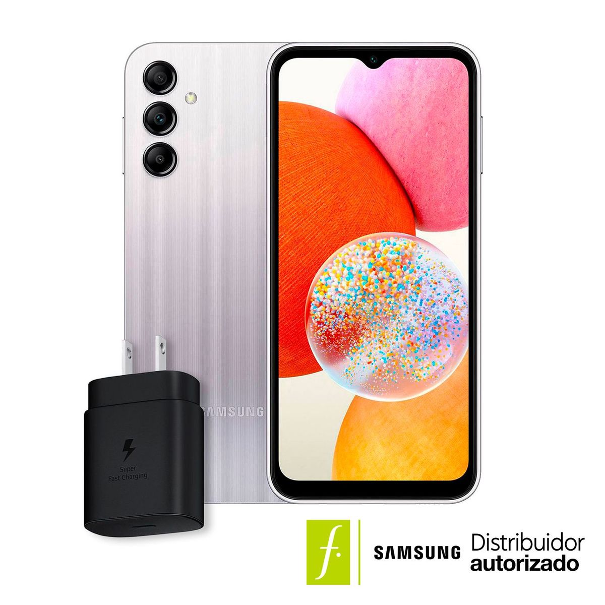 SAMSUNG - Celular Samsung Galaxy A14 + Cargador 25W 128GB 4GB RAM |Cámara posterior 50MP | Cámara frontal 13MP | Memoria expandible 512GB