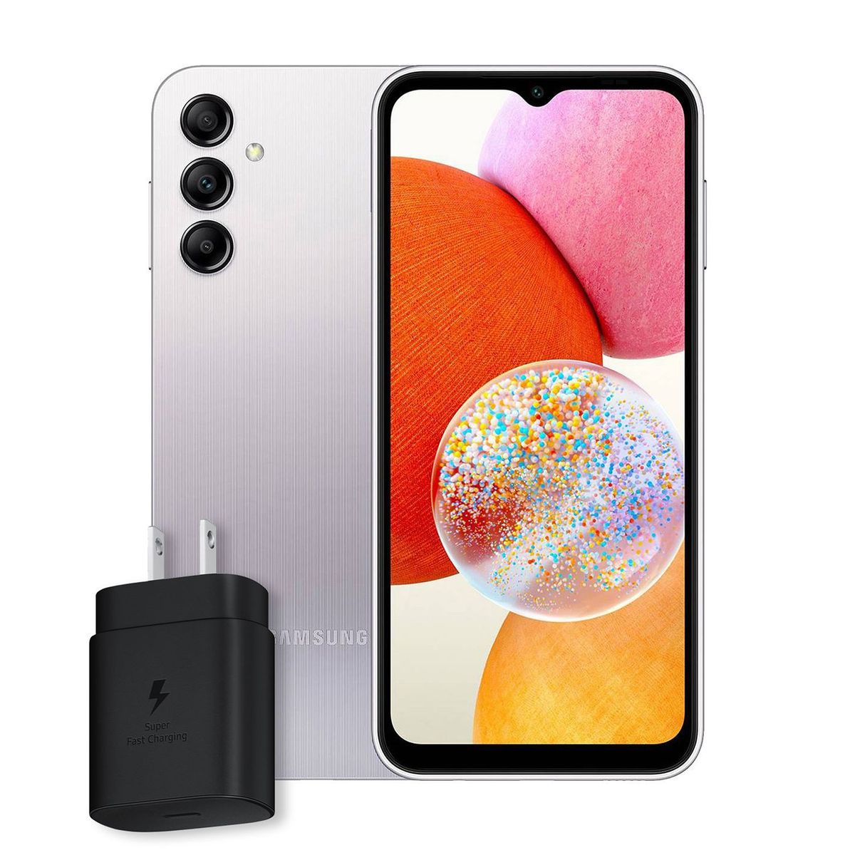 SAMSUNG - Celular Samsung Galaxy A14 + Cargador 25W 128GB 4GB RAM |Cámara posterior 50MP | Cámara frontal 13MP | Memoria expandible 512GB