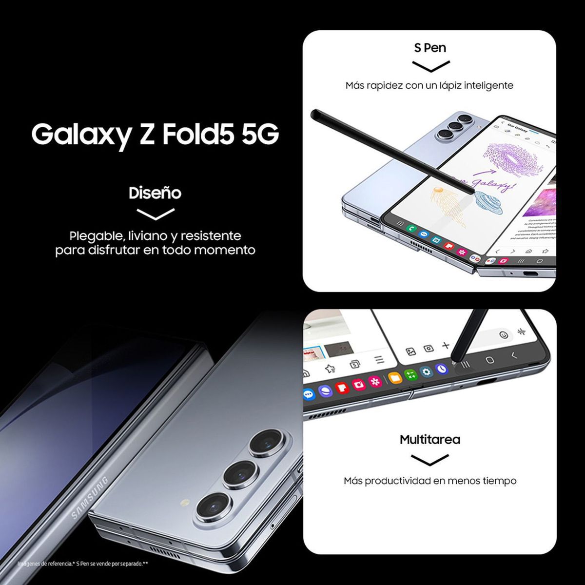 SAMSUNG - Celular Samsung Z Fold 5 512GB | 12GB RAM | Camara Posterior 50MP | Cámara Frontal 12MP| Pantalla Plegable 7,6 Pulgadas | ZFold 5