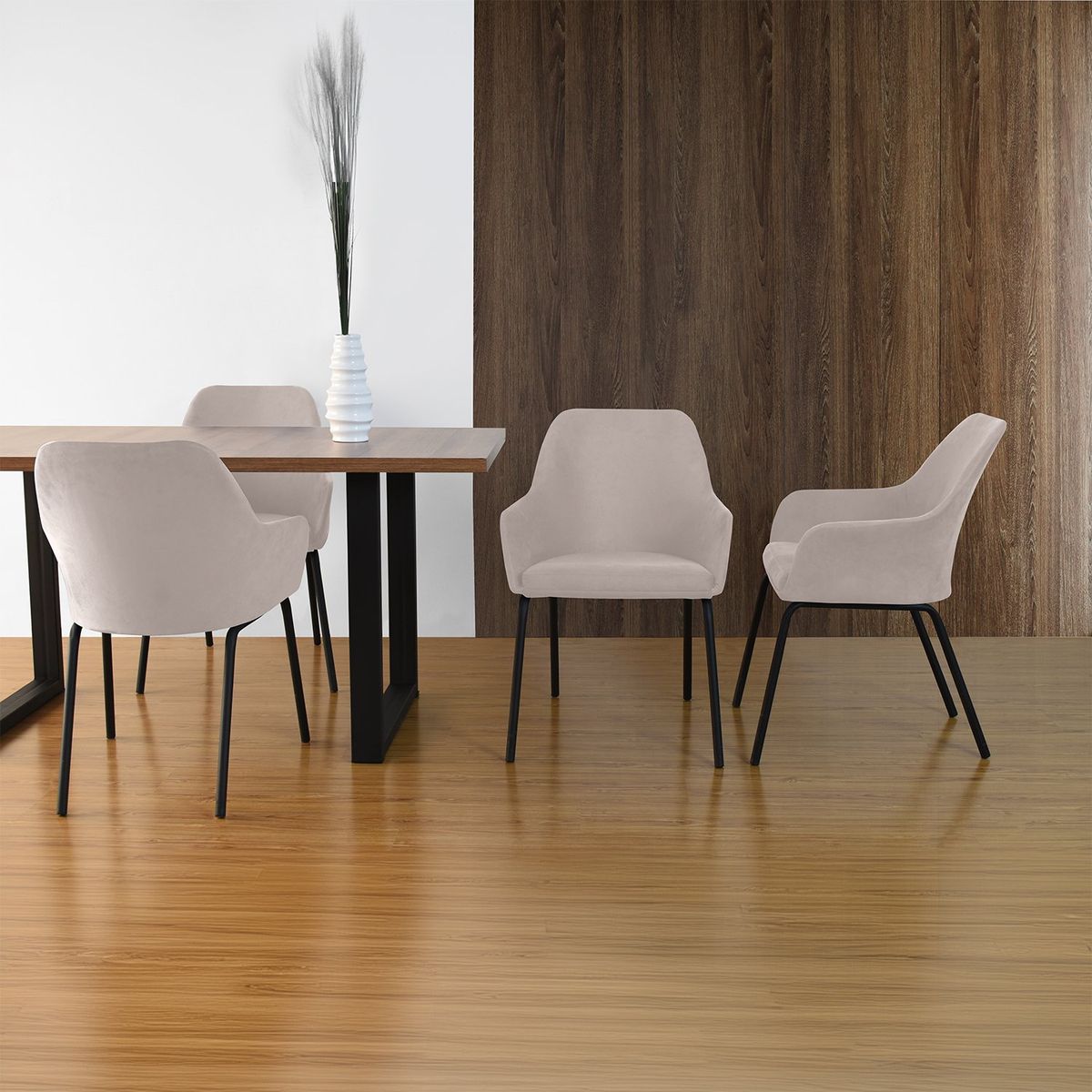 MICA - Silla de Comedor Moderna en Poliéster Beige (Incluye 1 Silla) Mica