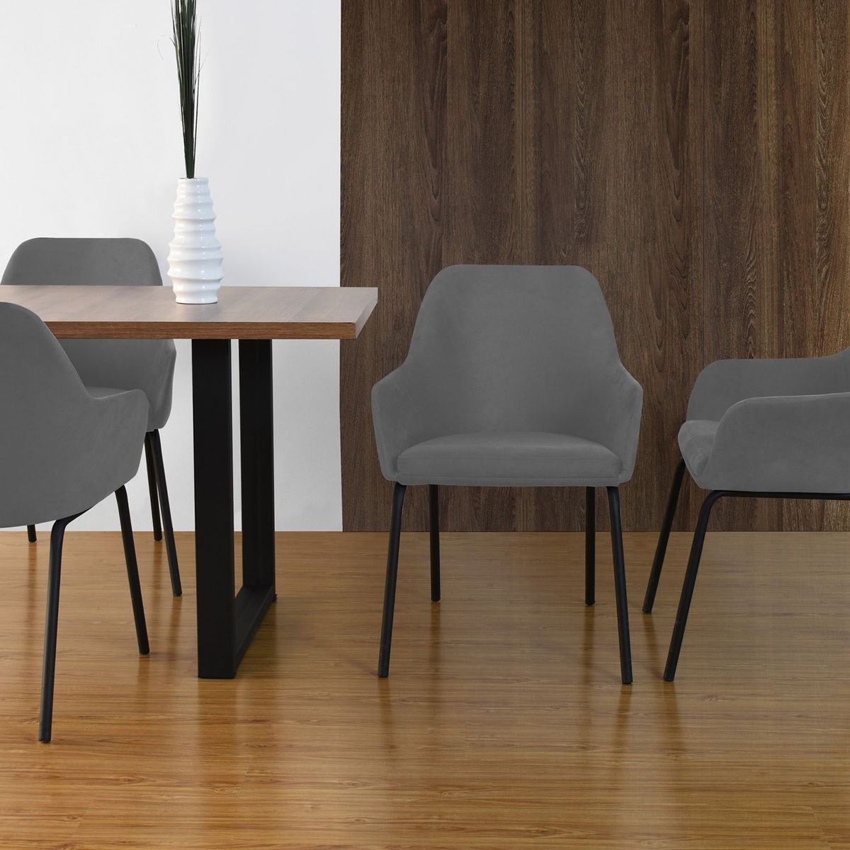 MICA - Silla de Comedor Moderna en Poliéster Gris (Incluye 1 Silla) Mica