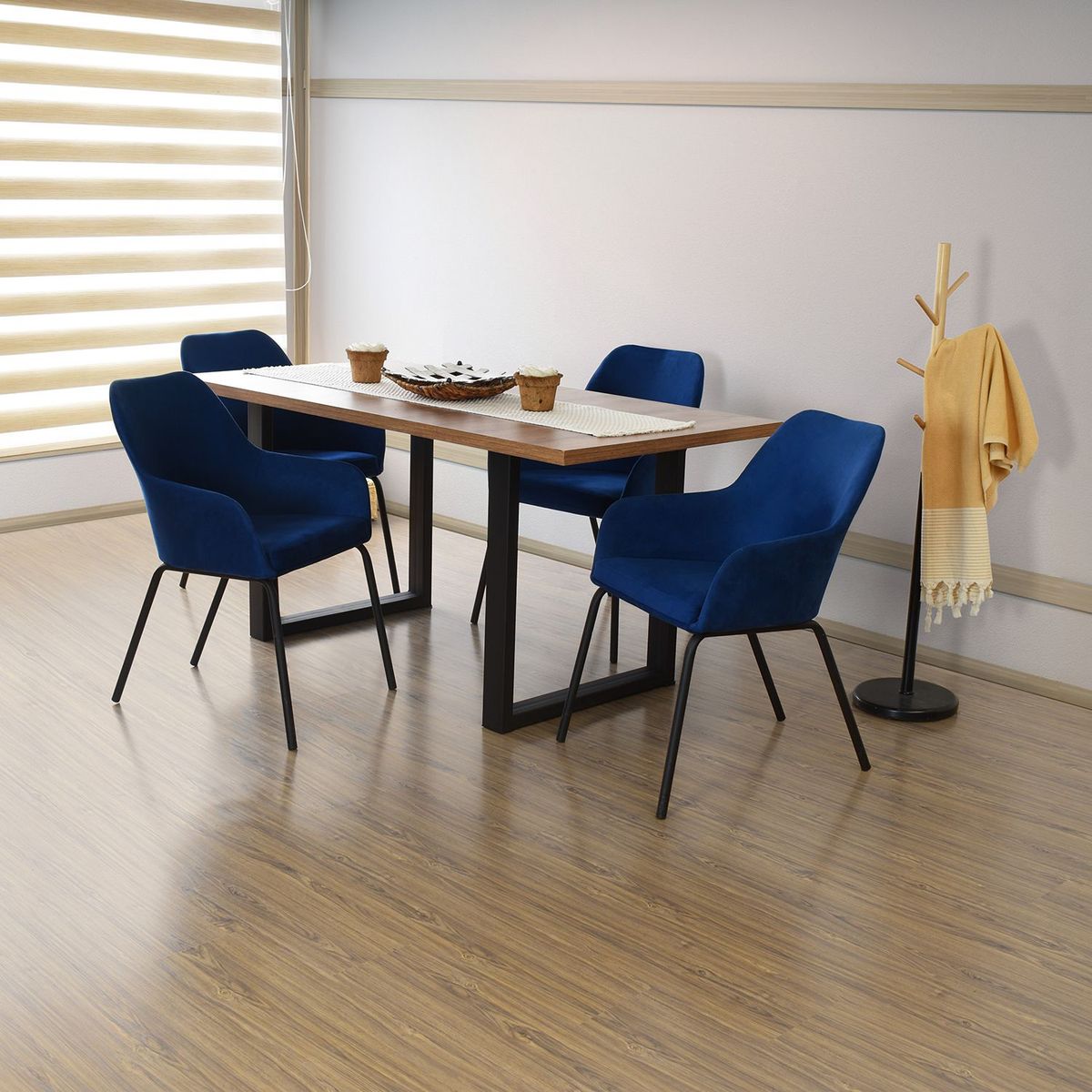 MICA - Juego de Comedor Moderno para 4 Personas (Comedor + 4 Sillas) Mica