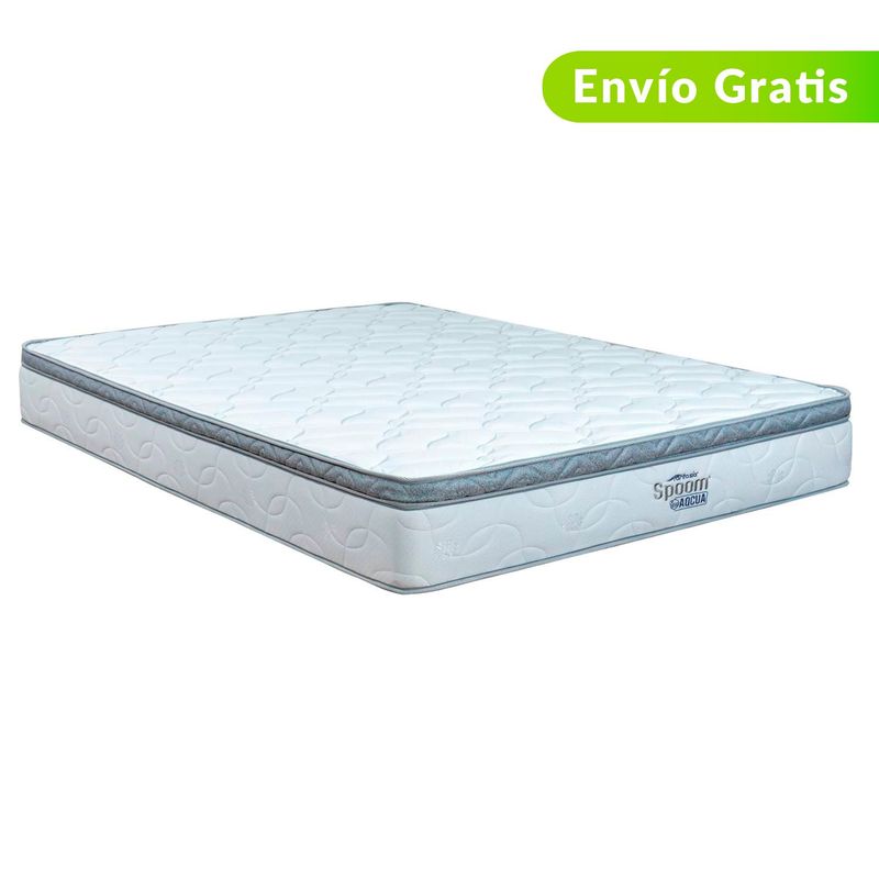 COLCHONES FANTASIA - Colchón Doble Firmeza Media Espumado con Pillow Acqua 140 x 190 cm Colchones Fantasía - 0% Interés a 3 o 6 Cuotas Pagando con tu CMR Banco Falabella 