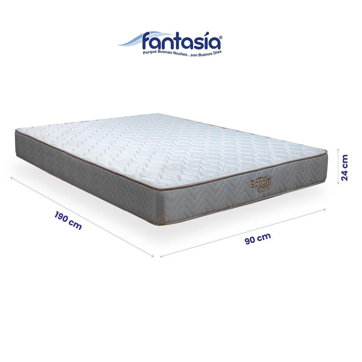 COLCHONES FANTASIA - Colchón Sencillo Firmeza Suave Espumado Terra 90 x 190 cm Colchones Fantasía