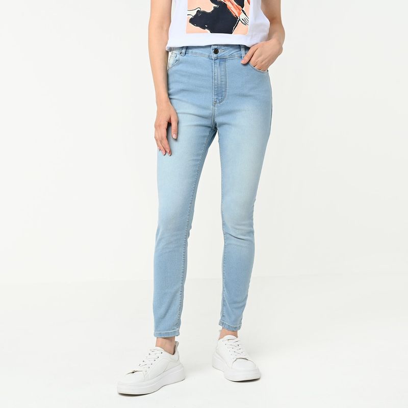 UNIVERSITY CLUB - Jean Skinny para Mujer Tiro alto de Algodón University Club