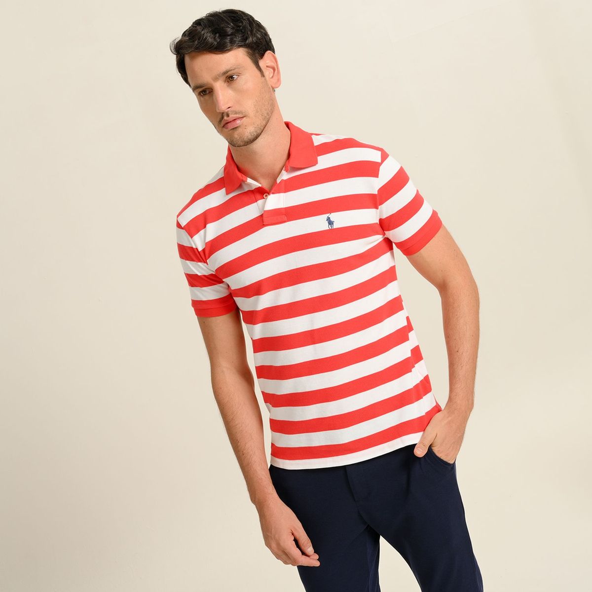 POLO RALPH LAUREN - Camiseta Polo Hombre Manga corta de Rayas de Algodón Polo Ralph Lauren