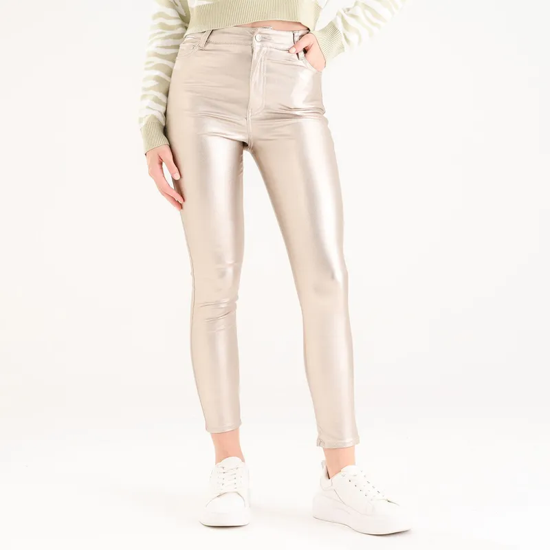 SYBILLA - Jean Skinny para Mujer Tiro medio Metalizado Sybilla
