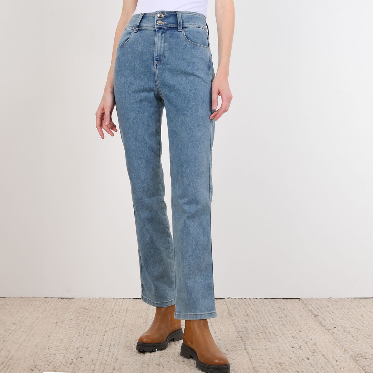 NEWPORT - Jean Recto Mujer Tiro medio de Algodón Newport