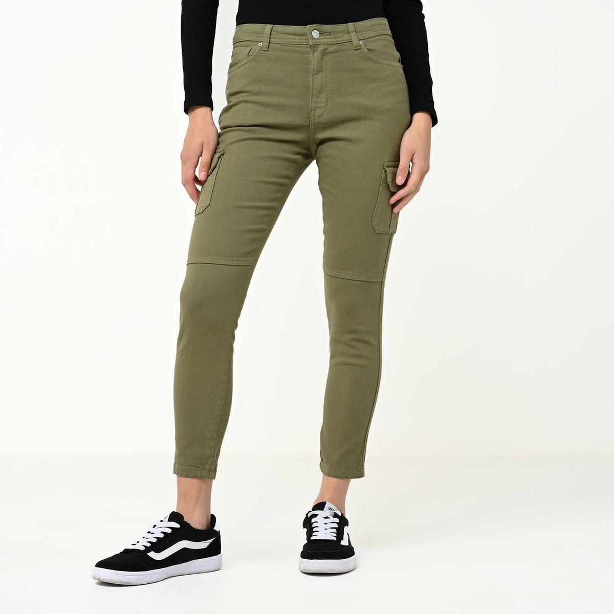 SYBILLA - Jean Mujer Tiro medio Cargo de Algodón Sybilla