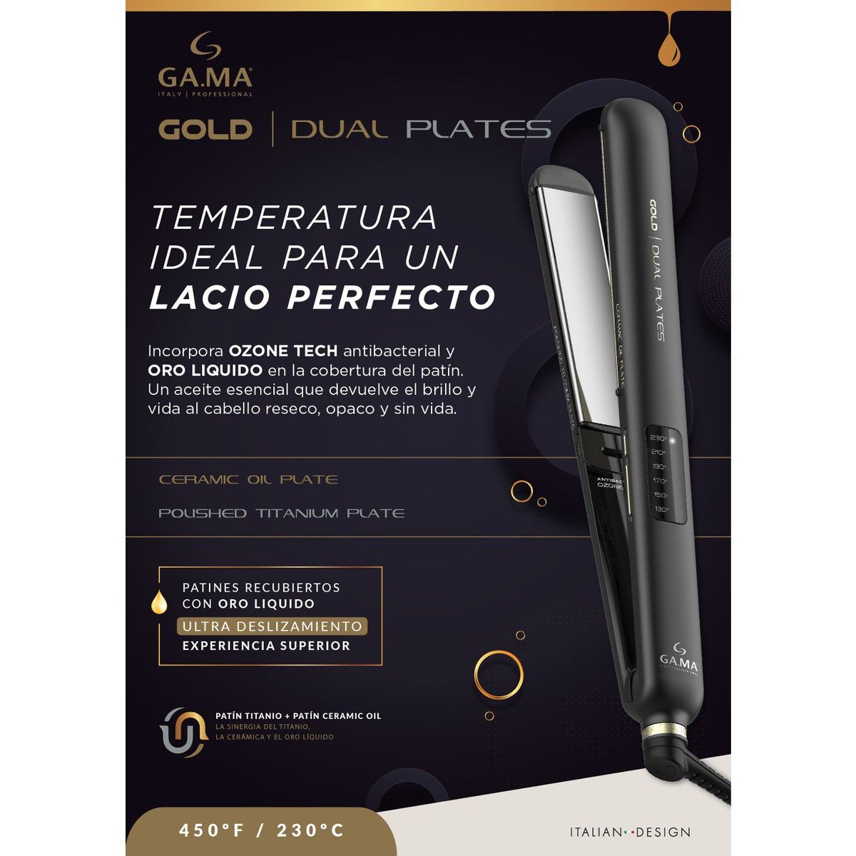 GAMA - Plancha de pelo Gama CP14 Gold Titanio