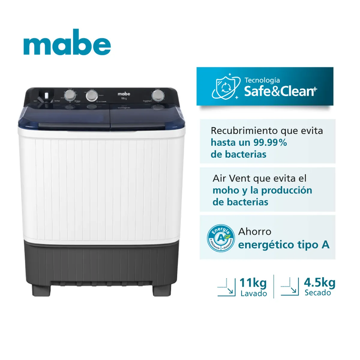 MABE - Lavadora Mabe Carga Superior 11 KG LMD1123HBAB0