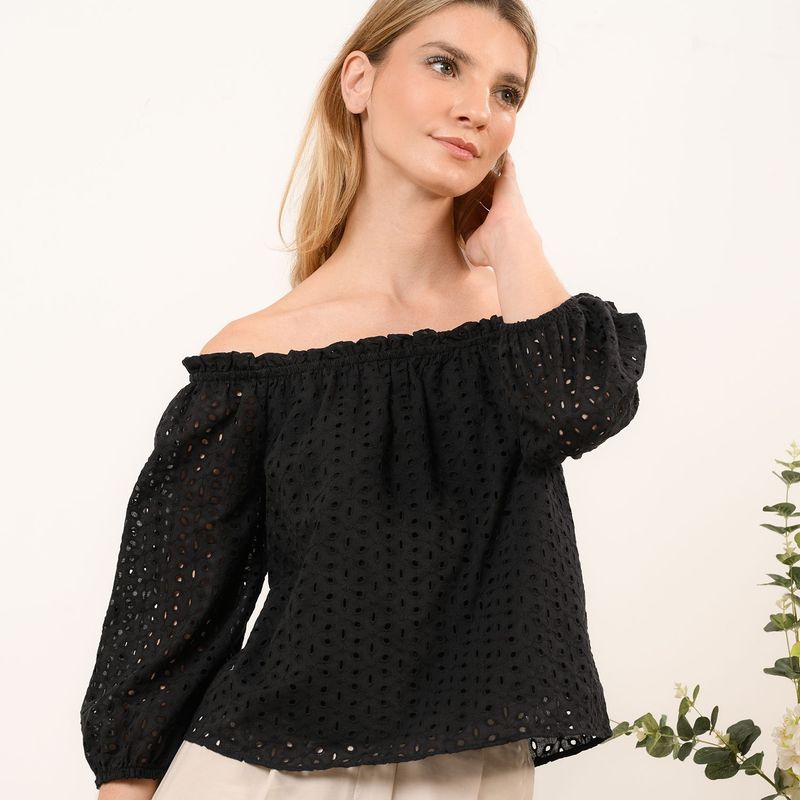 UNIVERSITY CLUB - Blusa para Mujer Manga 3/4 de Algodón University Club