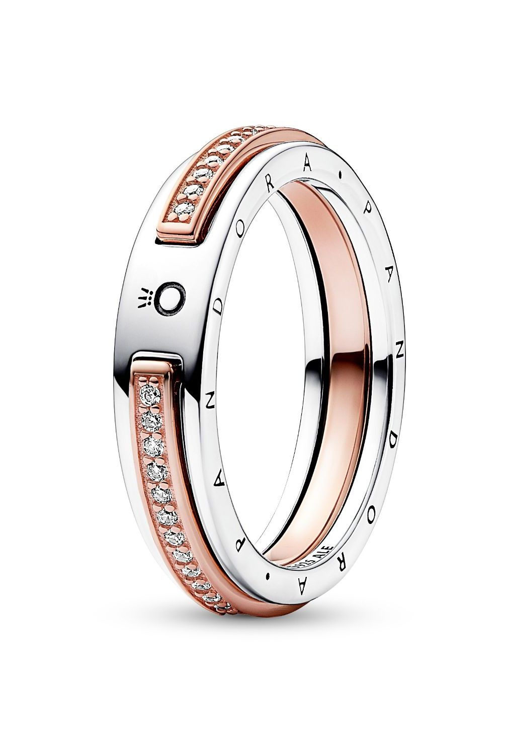 PANDORA - Anillo Pandora Logo Dos Tonos Recubrimiento en Oro Rosa