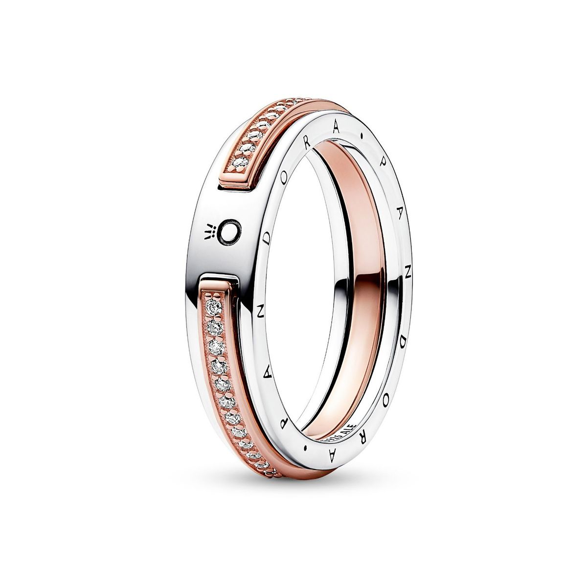 PANDORA - Anillo Pandora Logo Dos Tonos Recubrimiento en Oro Rosa