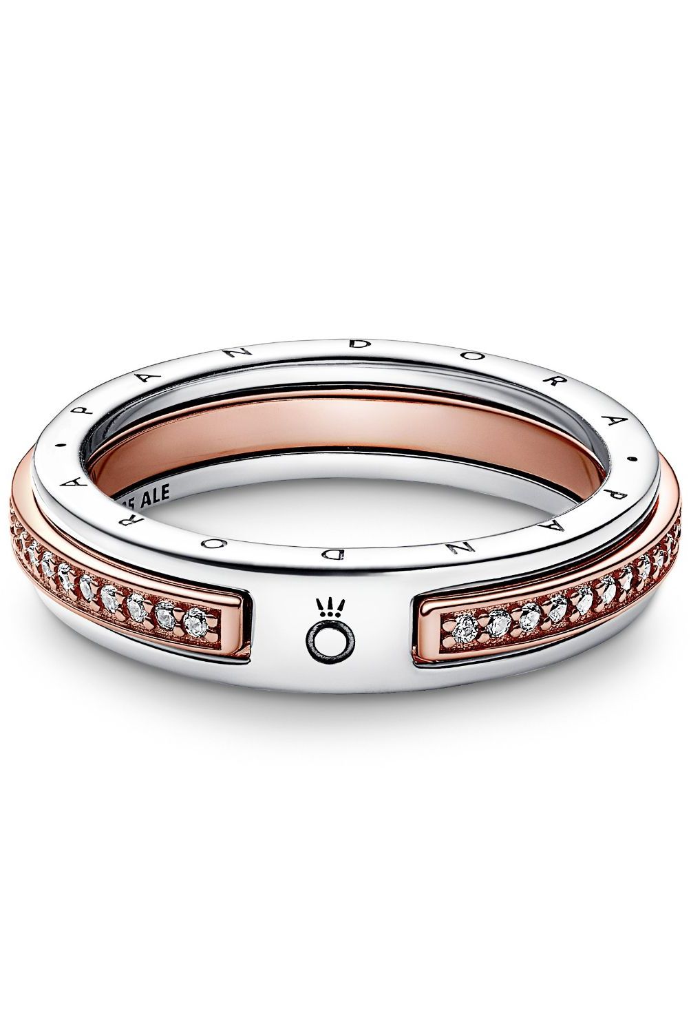 PANDORA - Anillo Pandora Logo Dos Tonos Recubrimiento en Oro Rosa