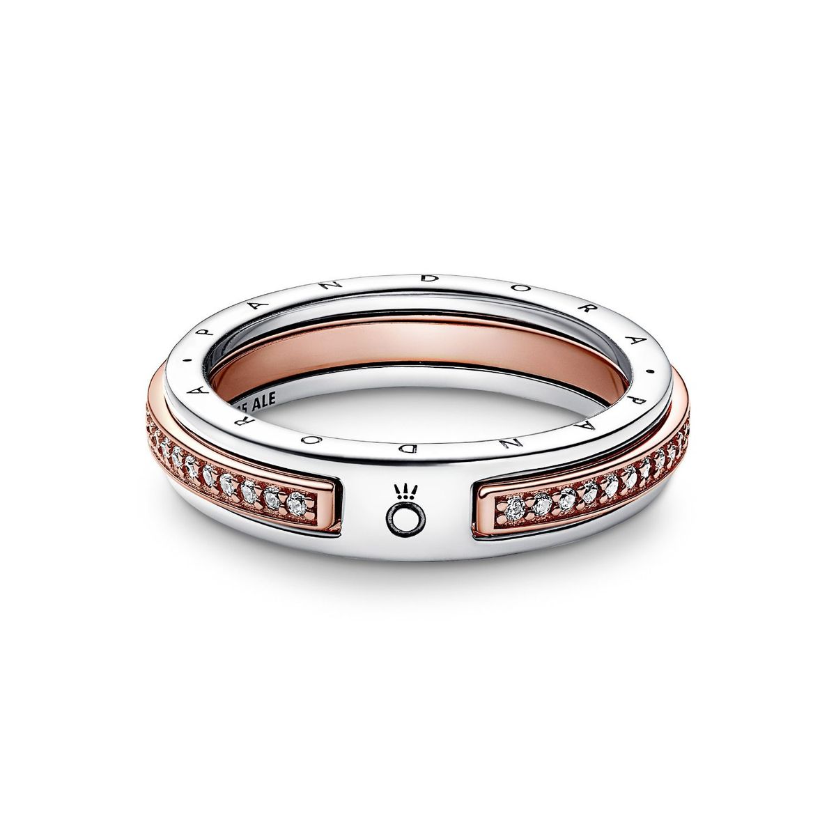 PANDORA - Anillo Pandora Logo Dos Tonos Recubrimiento en Oro Rosa