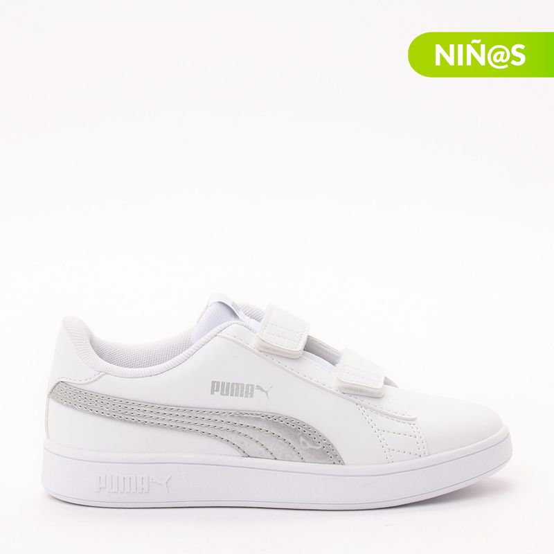 PUMA - Tenis Puma Smash V2 Metallics Mu V para Niña Velcro | Zapatillas Puma para Niña
