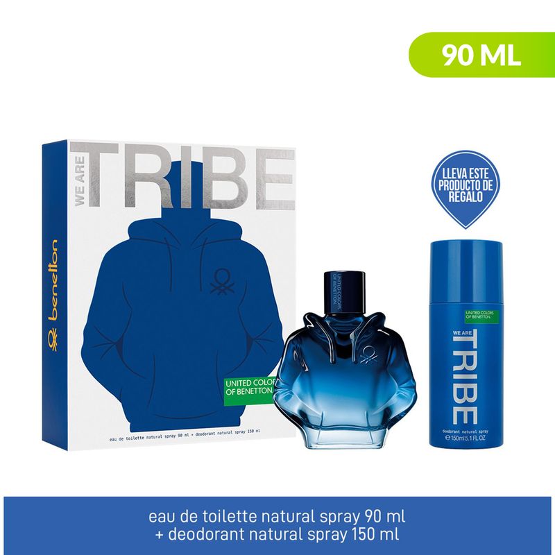 BENETTON - Set Perfume Hombre Benetton Tribe 90 ml EDT + Deo Nat S 150 ml 