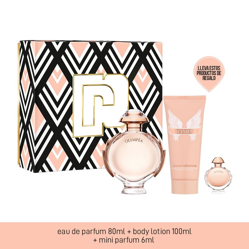RABANNE - Estuche Perfume Rabanne Mujer Olympea 80ml + Body Lotion 100ml +Mini Parfum 6 ml 