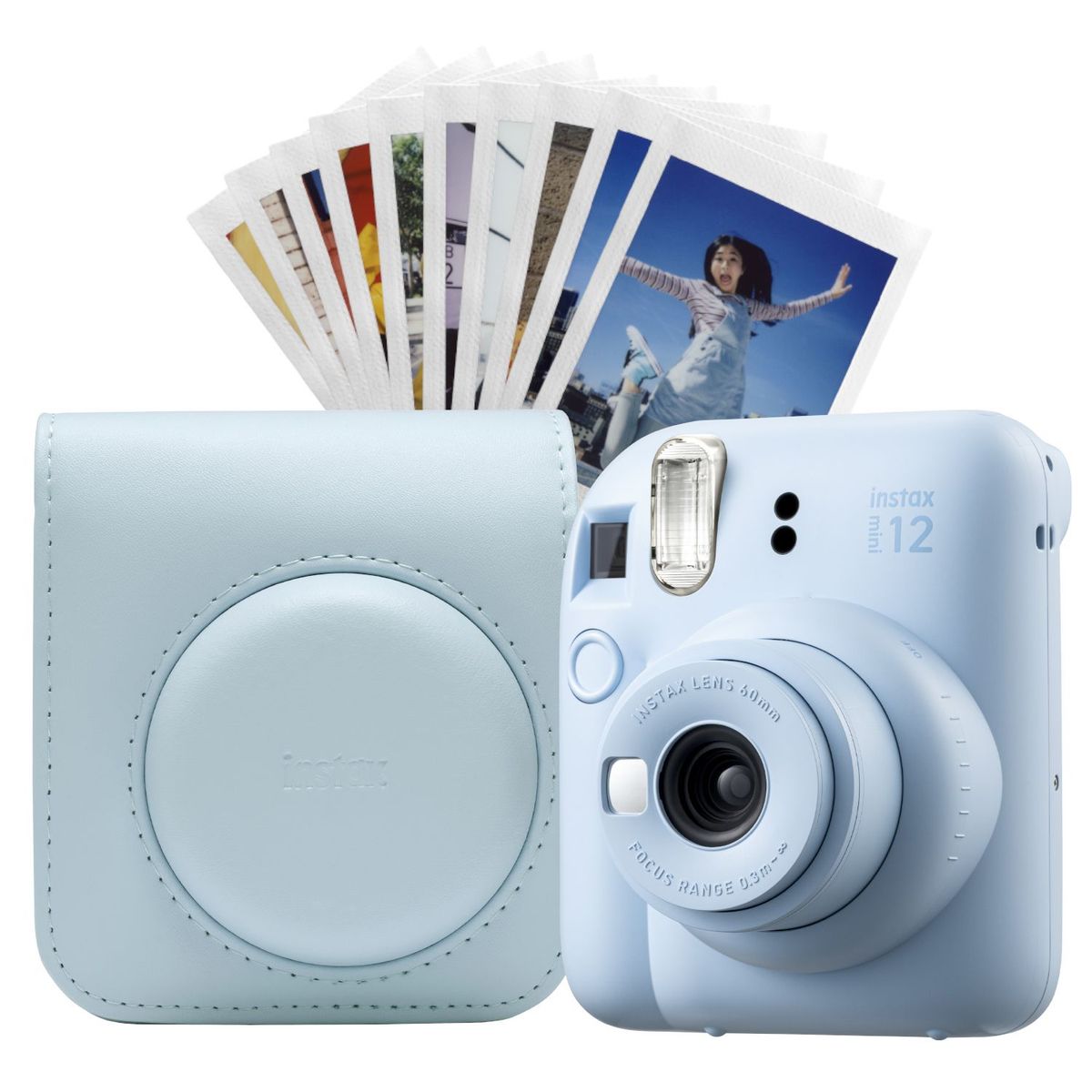 FUJIFILM - Combo Fujifilm Cámara Instax Mini 12 + Estuche Color + Paquete x10 Fotos instax mini borde blanco