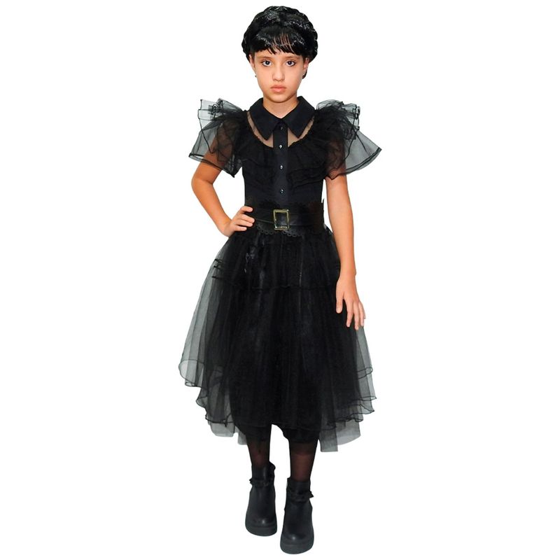 FANTASTIC NIGHT - Disfraz infantil Disfraz para niña Merlina Addams terror