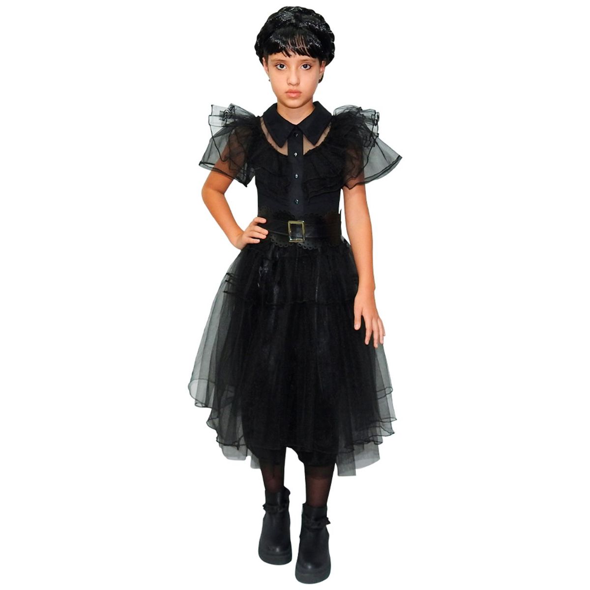 FANTASTIC NIGHT - Disfraz para niña Merlina Addams Terror Fantasía