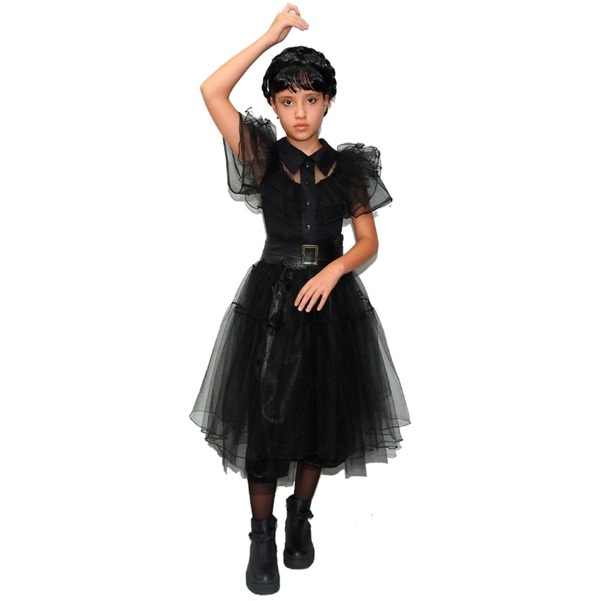 FANTASTIC NIGHT - Disfraz para niña Merlina Addams Terror Fantasía