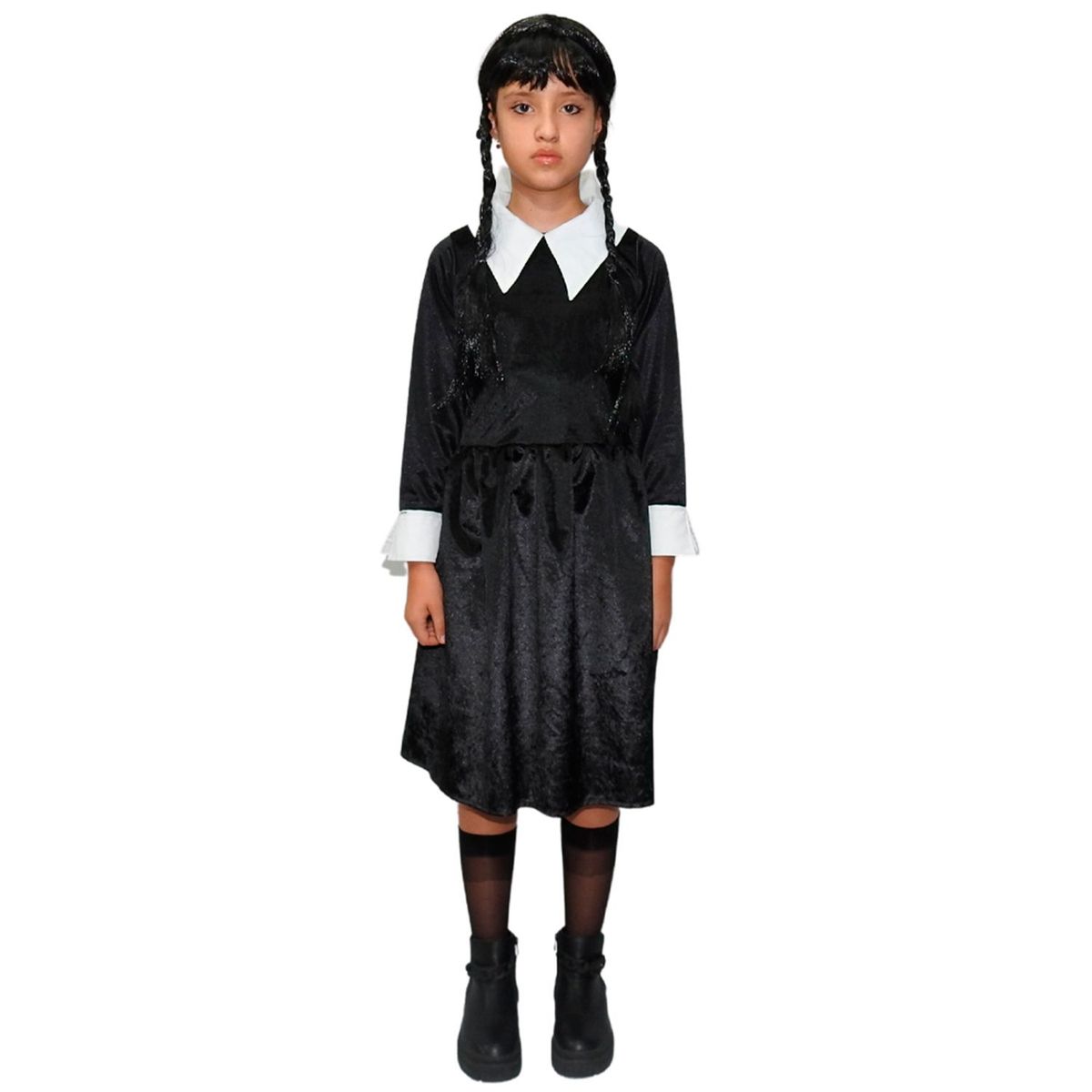 FANTASTIC NIGHT - Disfraz para niña Merlina Addams Terror Fantasía