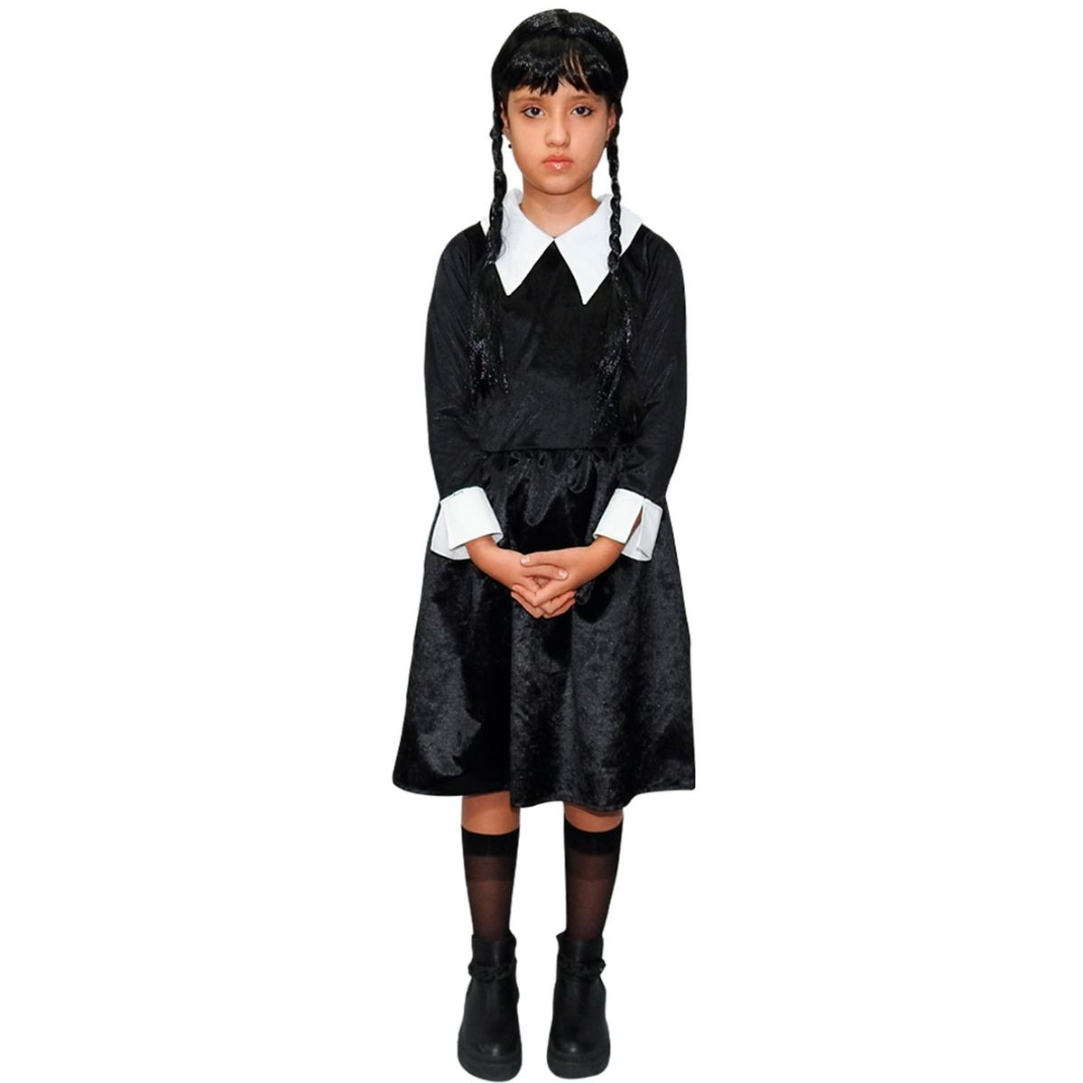 FANTASTIC NIGHT - Disfraz para niña Merlina Addams Terror Fantasía