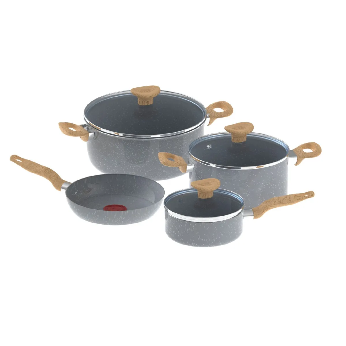 IMUSA - Juego de ollas Imusa: Natural Stone Bateria Antiadherente 7 piezas