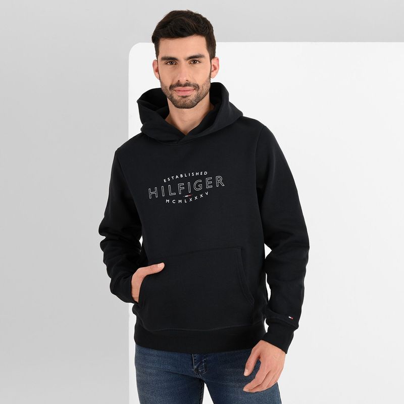 TOMMY HILFIGER - Saco Con capota con Logo para Hombre Cuello cruzado de Algodón Tommy Hilfiger