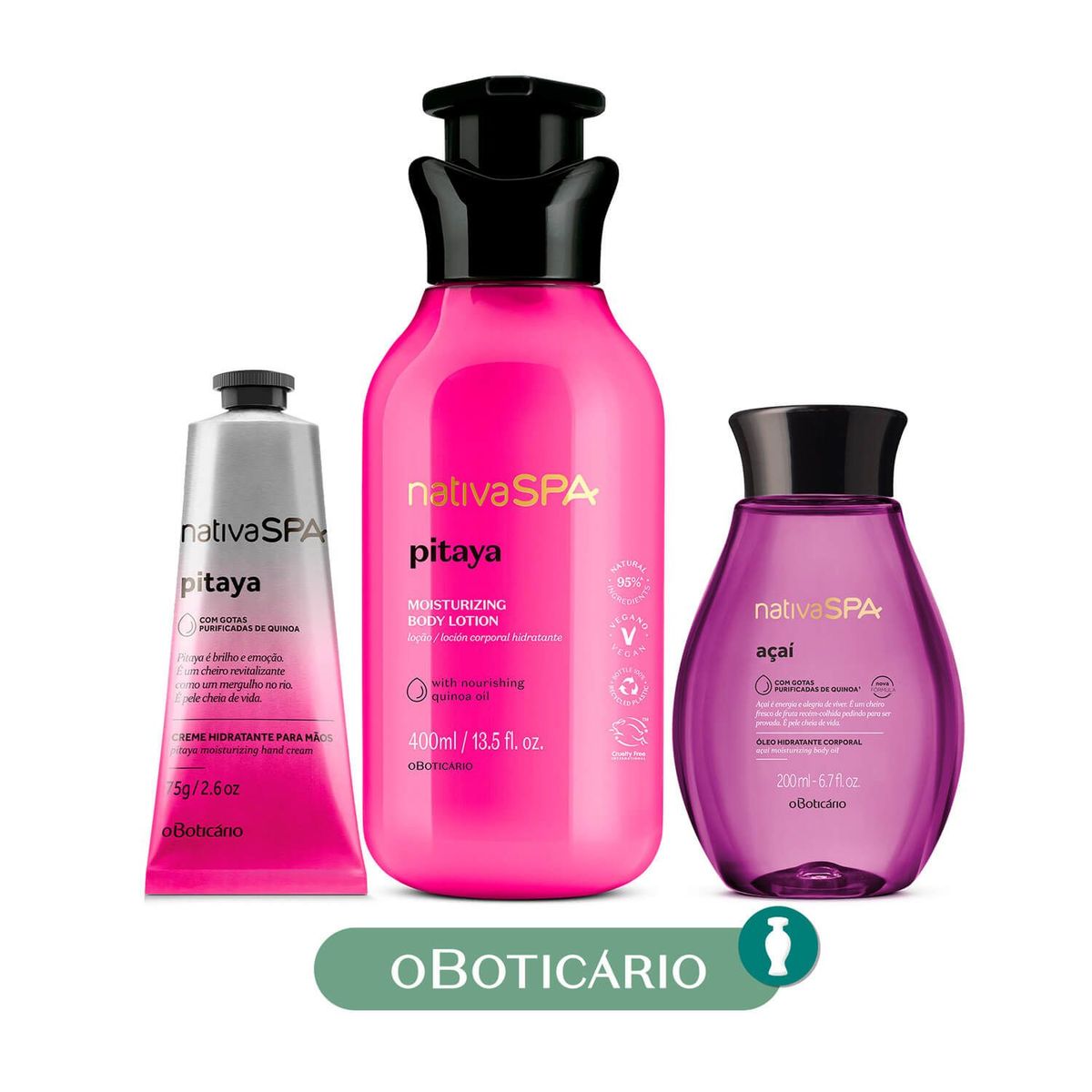 NATIVA SPA - Hidratante corporal Kit Falabella Pitaya Loción Nativa Spa O Boticario: Incluye 3 productos 