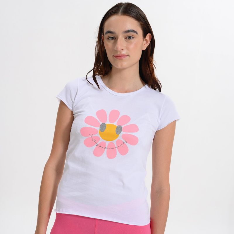 ELV - Camiseta Niña con Estampado Print Manga corta Algodón ELV