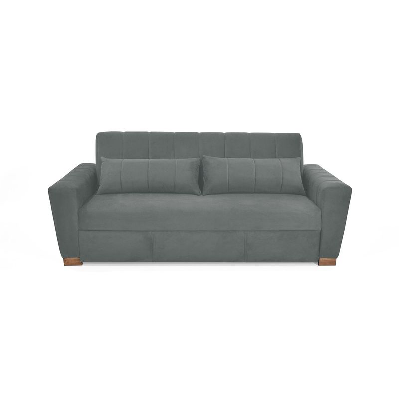 MICA - Sofá Cama Moderno en Poliéster 3 Puestos Hendaya 210 x 85 x 89 Gris Mica