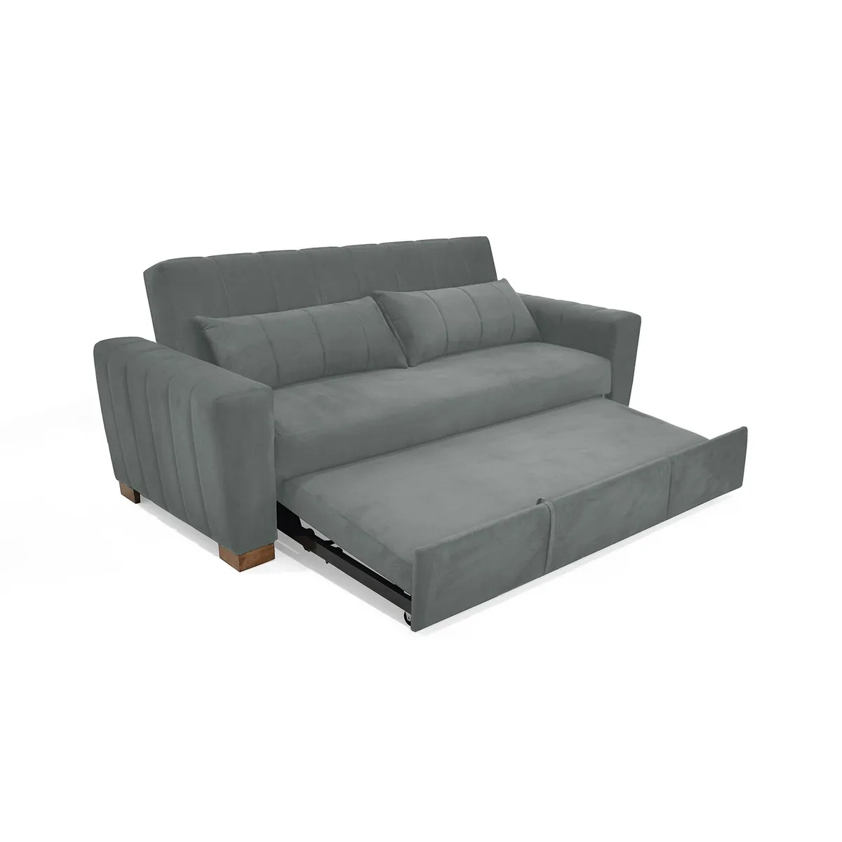 MICA - Sofá Cama Moderno en Poliéster 3 Puestos Hendaya 210 x 85 x 89 Gris Mica