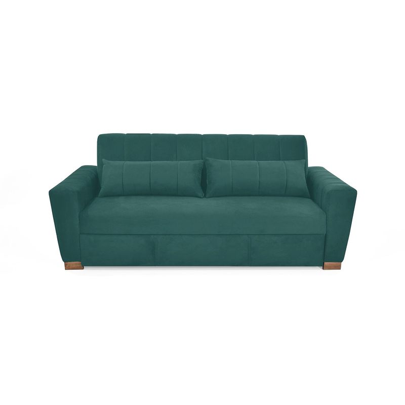 MICA - Sofá Cama Moderno en Poliéster 3 Puestos Hendaya 210 x 85 x 89 Petroleo Mica