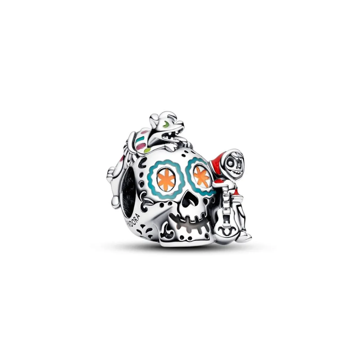 PANDORA - Charm Pandora Calavera de Miguel y Dante de Coco de Disney Pixar que Brilla en la Oscuridad Plata Esterlina