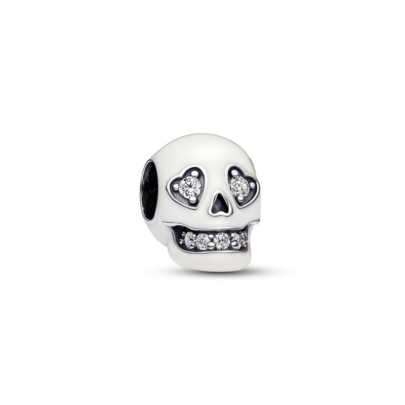 PANDORA - Charm Pandora Calavera Brillante que Brilla en la Oscuridad Plata Esterlina