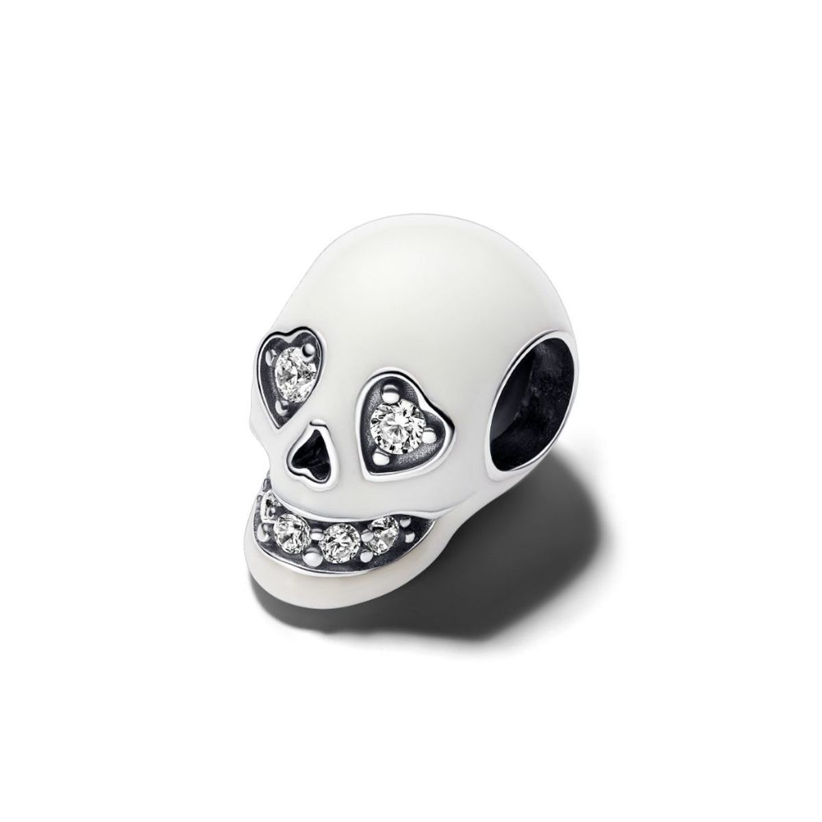 PANDORA - Charm Pandora Calavera Brillante que Brilla en la Oscuridad Plata Esterlina