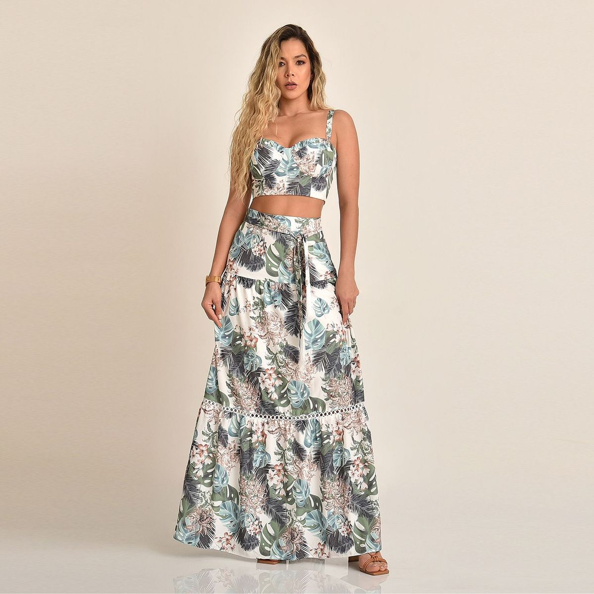 PRIMIA - Conjunto de falda Larga con Estampado para Mujer Primia