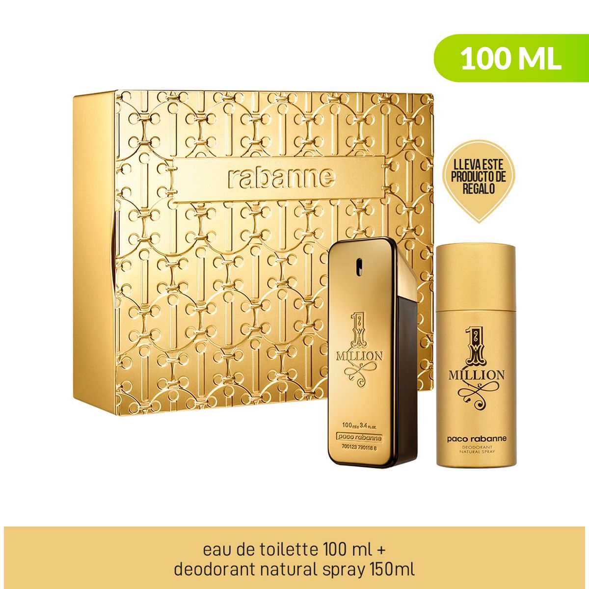 RABANNE - Perfume Hombre Rabanne Estuche Rabanne 1 Million Incluye: Perfume 100 ml Eau de toilette + Desodorante spray 150 ml 