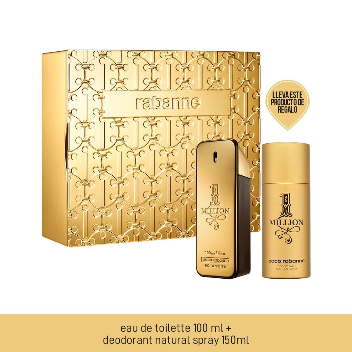 RABANNE - Perfume Hombre Rabanne Estuche Rabanne 1 Million Incluye: Perfume 100 ml Eau de toilette + Desodorante spray 150 ml 